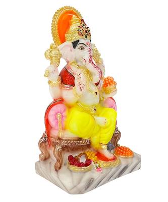Chaque Decor  Ganesh Handpainted Idol For Success & Gifts/Pooja Room/Home Decoration 2