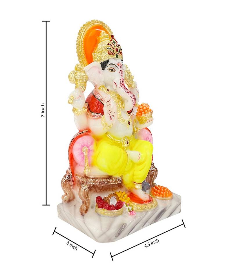Chaque Decor  Ganesh Handpainted Idol For Success & Gifts/Pooja Room/Home Decoration