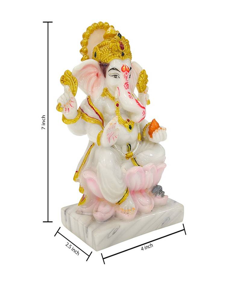 Chaque Decor  Ganesh Handpainted Idol For Success & Gifts/Pooja Room/Home Decoration