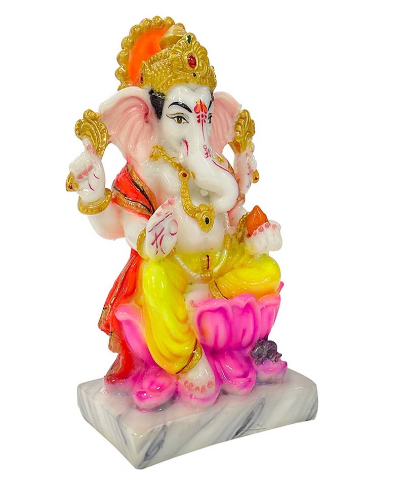 Chaque Decor  Ganesh Handpainted Idol For Success & Gifts/Pooja Room/Home Decoration