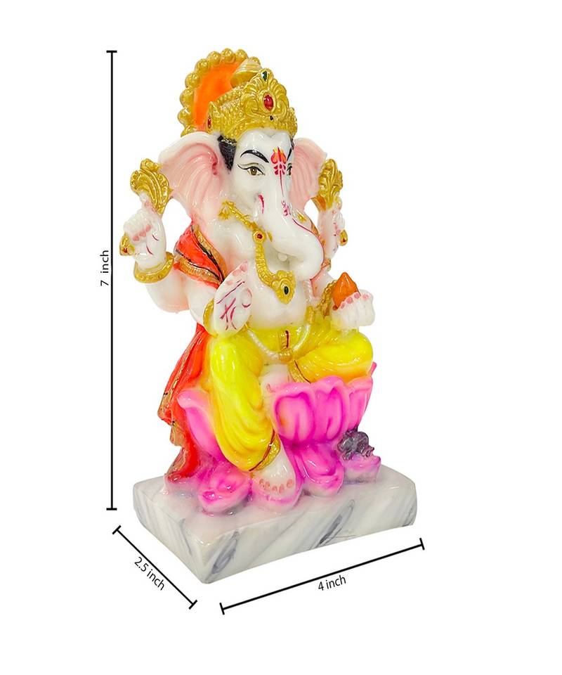 Chaque Decor  Ganesh Handpainted Idol For Success & Gifts/Pooja Room/Home Decoration