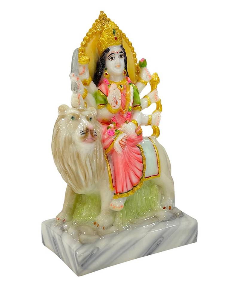 Chaque Decor  Sherawali Mata Handpainted Idol For Success & Gifts/Pooja Room/Home Decoration