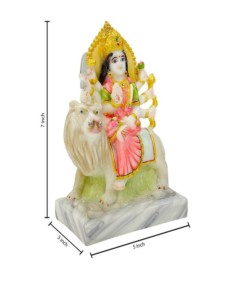 Chaque Decor  Sherawali Mata Handpainted Idol For Success & Gifts/Pooja Room/Home Decoration