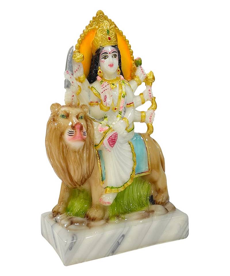 Chaque Decor  Sherawali Mata Handpainted Idol For Success & Gifts/Pooja Room/Home Decoration