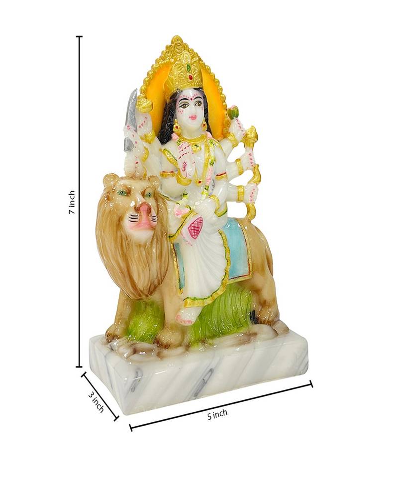 Chaque Decor  Sherawali Mata Handpainted Idol For Success & Gifts/Pooja Room/Home Decoration