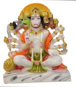Chaque Decor  Panchmukhi Hanuman Handpainted Idol For Success & Gifts/Pooja Room/Home Decoration