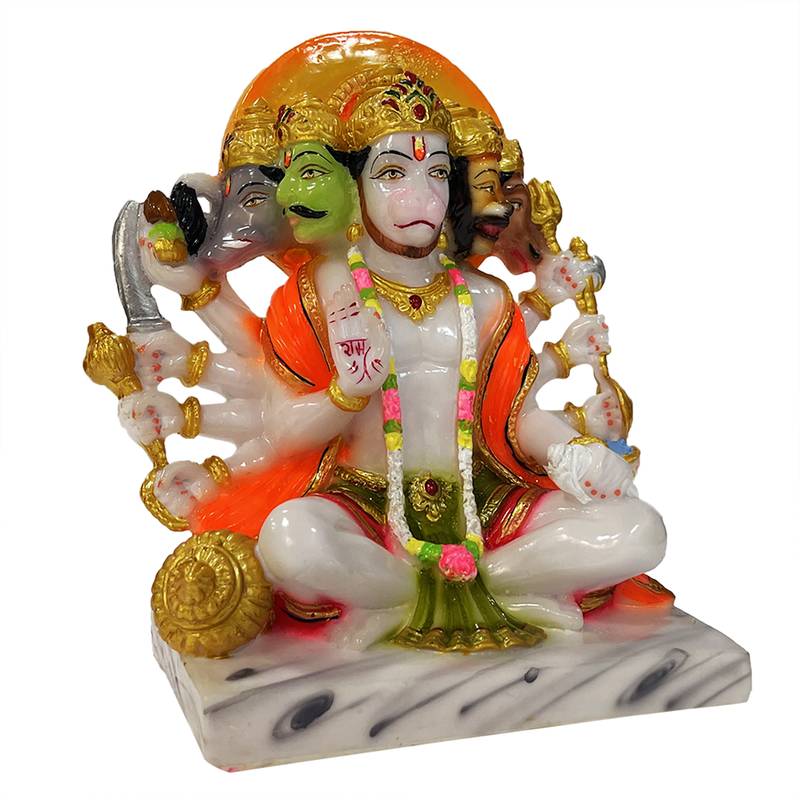 Chaque Decor  Panchmukhi Hanuman Handpainted Idol For Success & Gifts/Pooja Room/Home Decoration