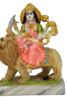 Chaque Decor  Sherawali Mata Handpainted Idol For Success & Gifts/Pooja Room/Home Decoration
