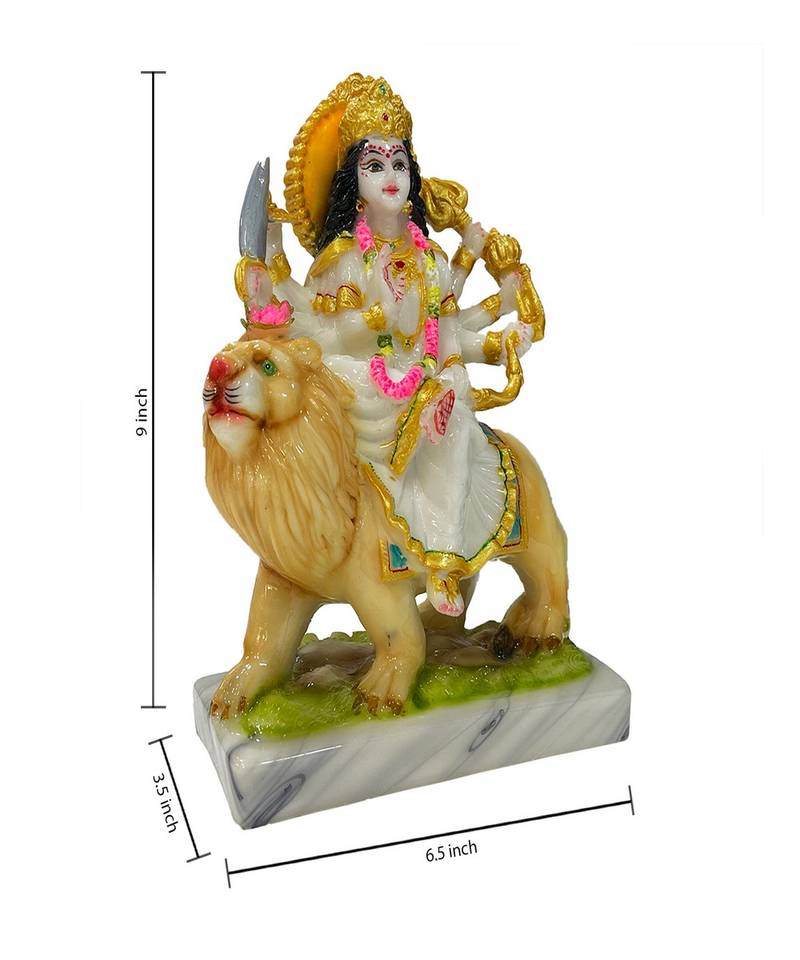 Chaque Decor  Sherawali Mata Handpainted Idol For Success & Gifts/Pooja Room/Home Decoration