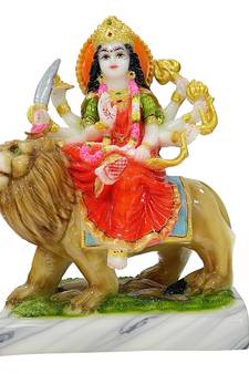 Chaque Decor  Sherawali Mata Handpainted Idol For Success & Gifts/Pooja Room/Home Decoration