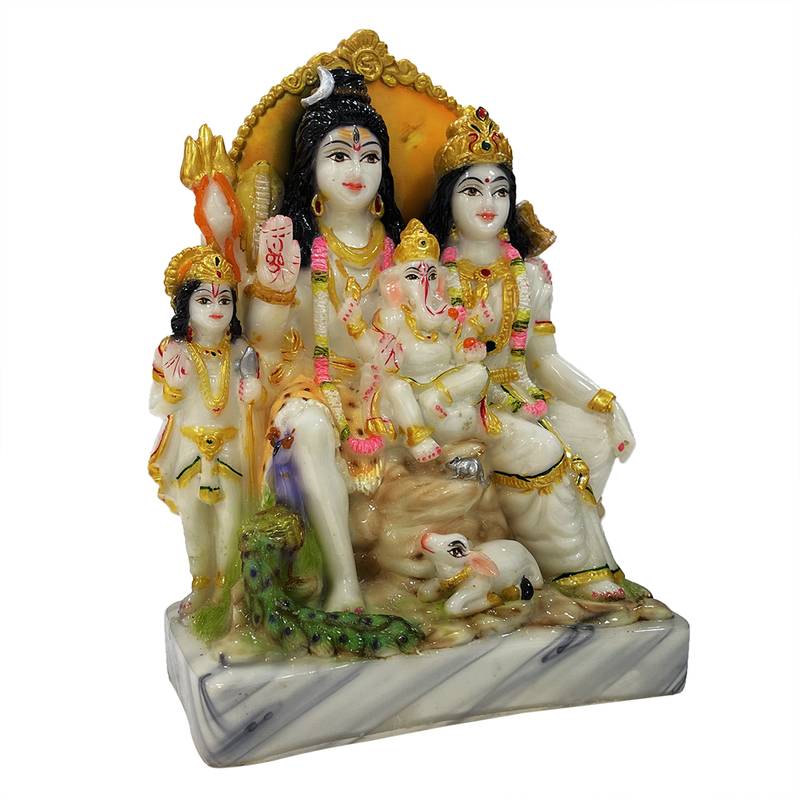Chaque Decor  Shiv Parivar Handpainted Idol For Success & Gifts/Pooja Room/Home Decoration