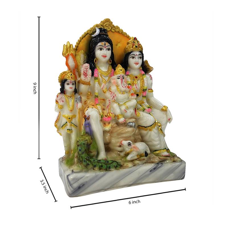 Chaque Decor  Shiv Parivar Handpainted Idol For Success & Gifts/Pooja Room/Home Decoration