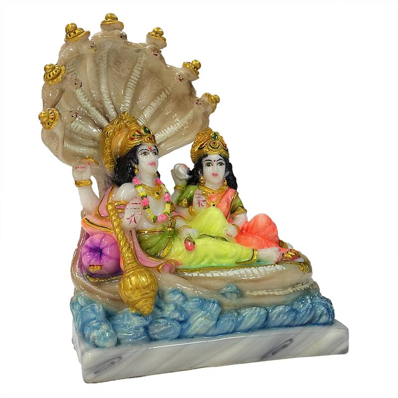 Chaque Decor  Vishnu Laxmi Handpainted Idol For Success & Gifts/Pooja Room/Home Decoration