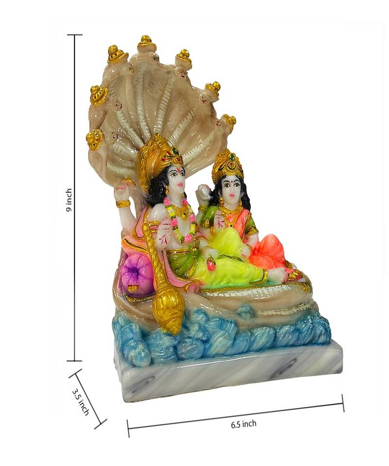 Chaque Decor  Vishnu Laxmi Handpainted Idol For Success & Gifts/Pooja Room/Home Decoration
