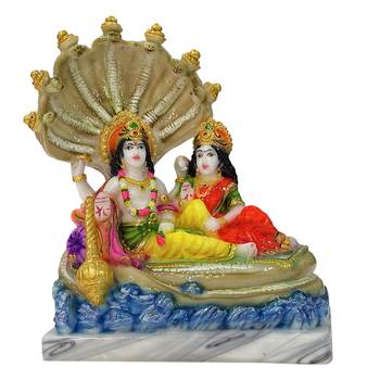 Chaque Decor  Vishnu Laxmi Handpainted Idol For Success & Gifts/Pooja Room/Home Decoration 1