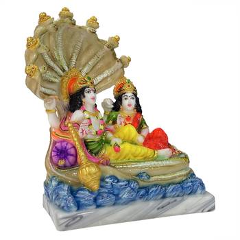 Chaque Decor  Vishnu Laxmi Handpainted Idol For Success & Gifts/Pooja Room/Home Decoration 2