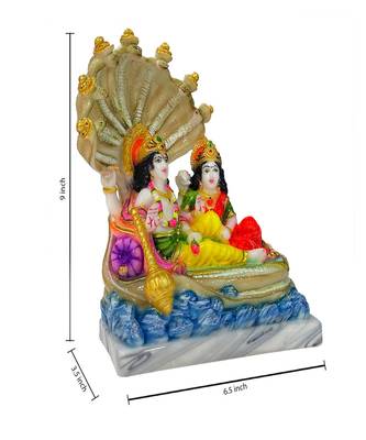 Chaque Decor  Vishnu Laxmi Handpainted Idol For Success & Gifts/Pooja Room/Home Decoration 4