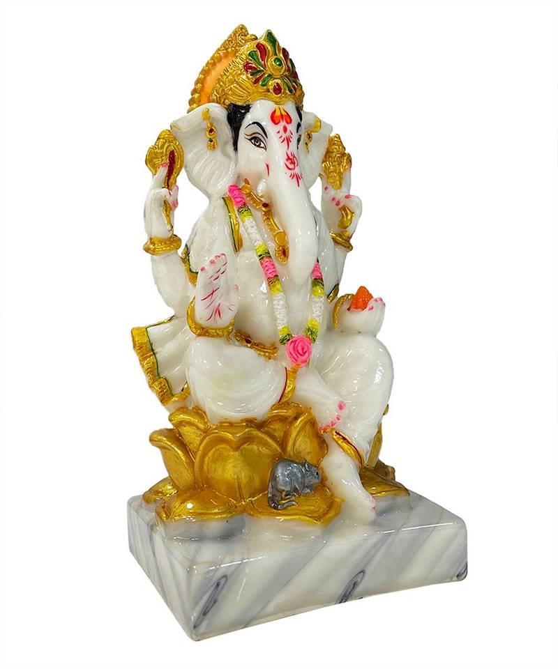 Chaque Decor  Ganesh Handpainted Idol For Success & Gifts/Pooja Room/Home Decoration