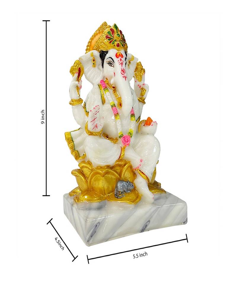 Chaque Decor  Ganesh Handpainted Idol For Success & Gifts/Pooja Room/Home Decoration