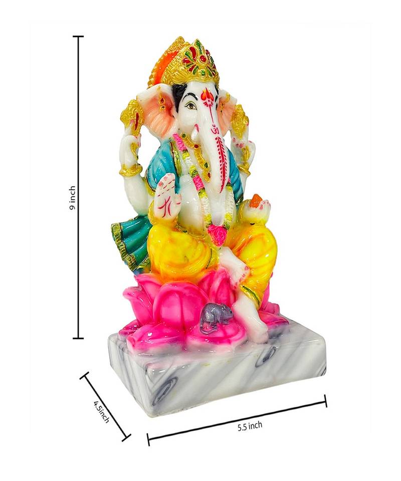 Chaque Decor  Ganesh Handpainted Idol For Success & Gifts/Pooja Room/Home Decoration