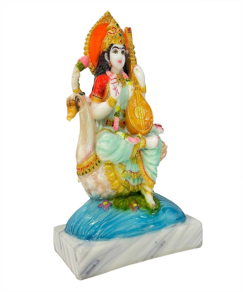 Chaque Decor  Saraswati Handpainted Idol For Success & Gifts/Pooja Room/Home Decoration