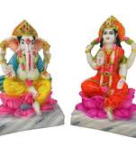 Chaque Decor  Laxmi Ganesh Handpainted Idol For Success & Gifts/Pooja Room/Home Decoration