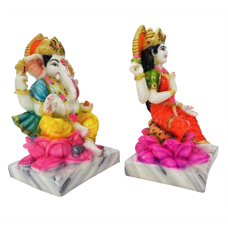 Chaque Decor  Laxmi Ganesh Handpainted Idol For Success & Gifts/Pooja Room/Home Decoration