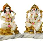 Chaque Decor  Laxmi Ganesh Handpainted Idol For Success & Gifts/Pooja Room/Home Decoration