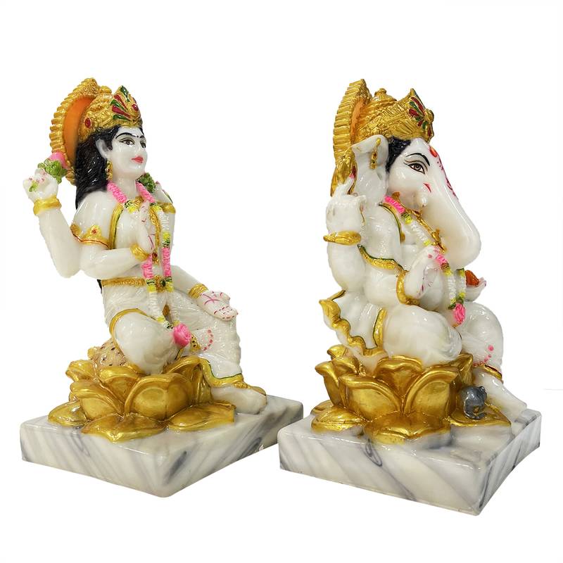 Chaque Decor  Laxmi Ganesh Handpainted Idol For Success & Gifts/Pooja Room/Home Decoration