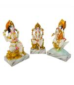 Chaque Decor  Laxmi Ganesh And Saraswati Handpainted Idol For Success & Gifts/Pooja Room/Home Decoration