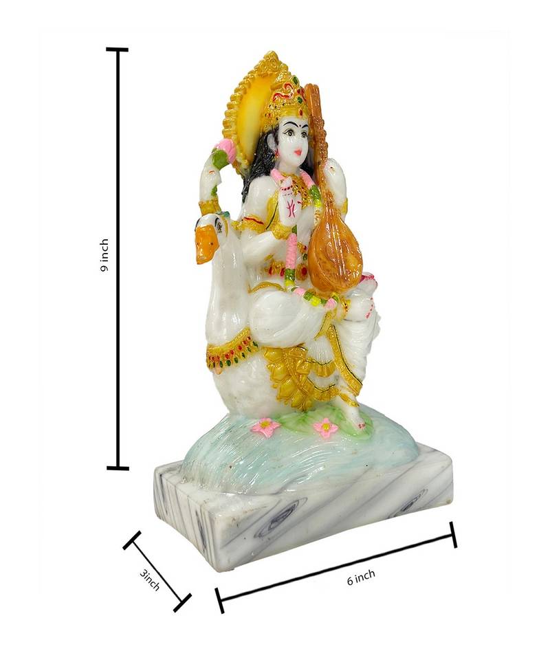 Chaque Decor  Laxmi Ganesh And Saraswati Handpainted Idol For Success & Gifts/Pooja Room/Home Decoration