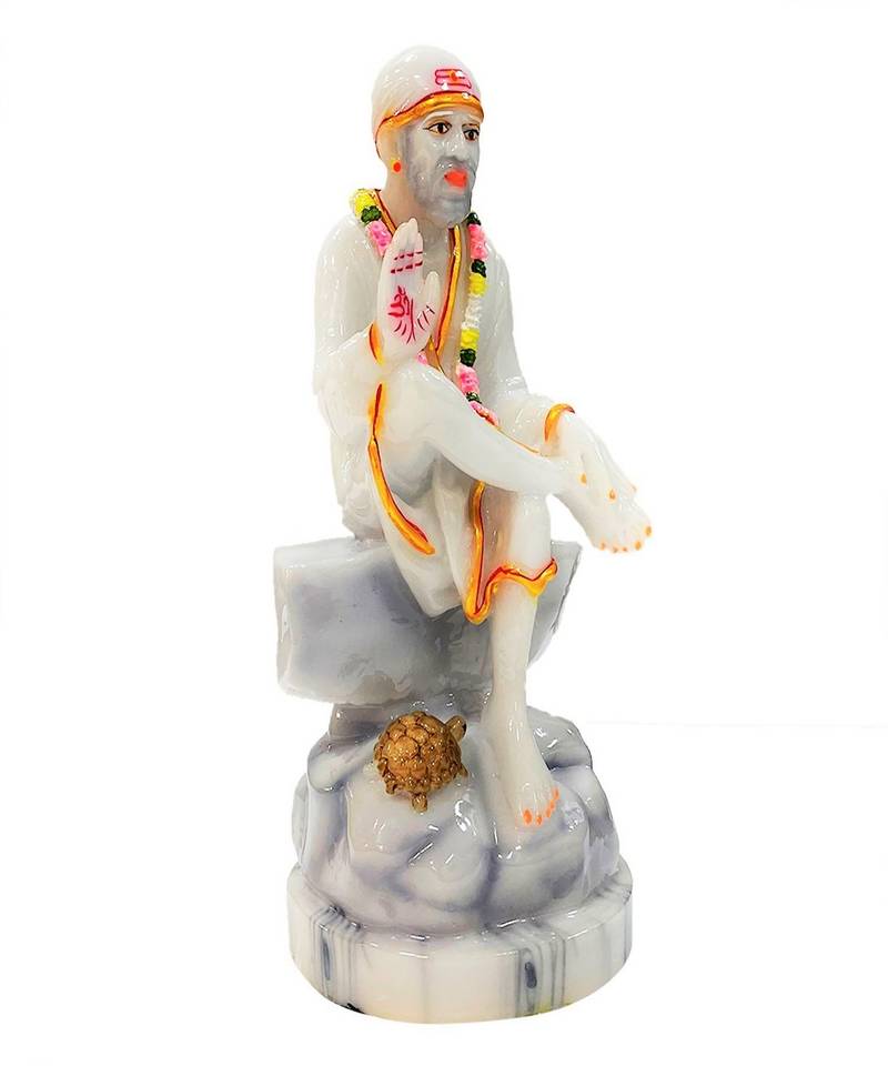 Chaque Decor  Sai Baba Handpainted Idol For Success & Gifts/Pooja Room/Home Decoration