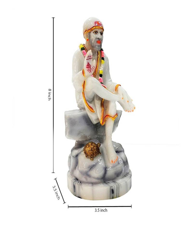 Chaque Decor  Sai Baba Handpainted Idol For Success & Gifts/Pooja Room/Home Decoration