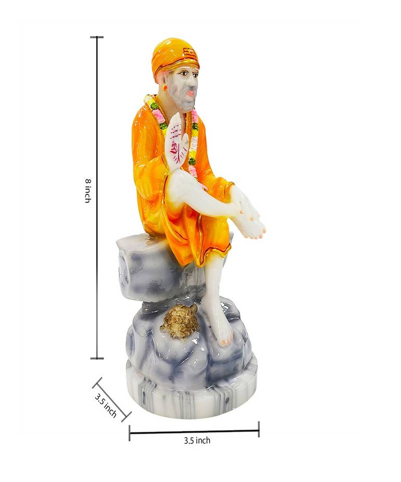 Chaque Decor  Sai Baba Handpainted Idol For Success & Gifts/Pooja Room/Home Decoration