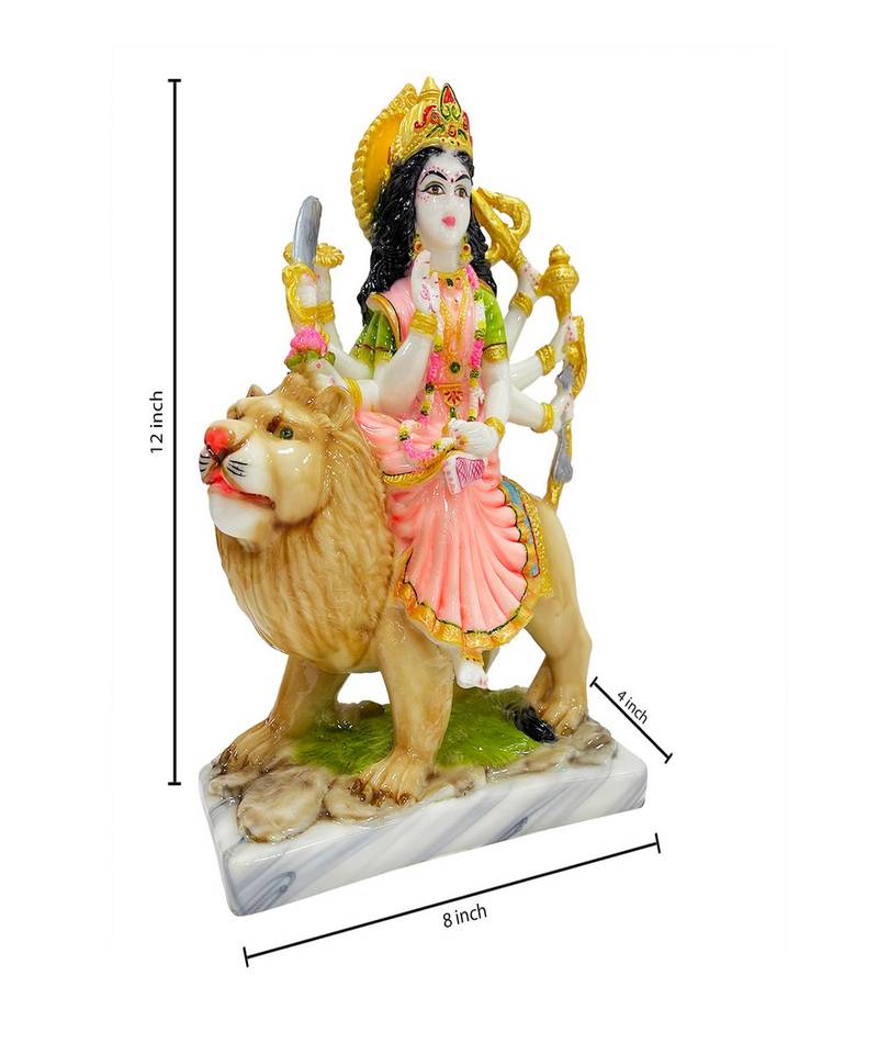 Chaque Decor  Sherawali Mata Handpainted Idol For Success & Gifts/Pooja Room/Home Decoration