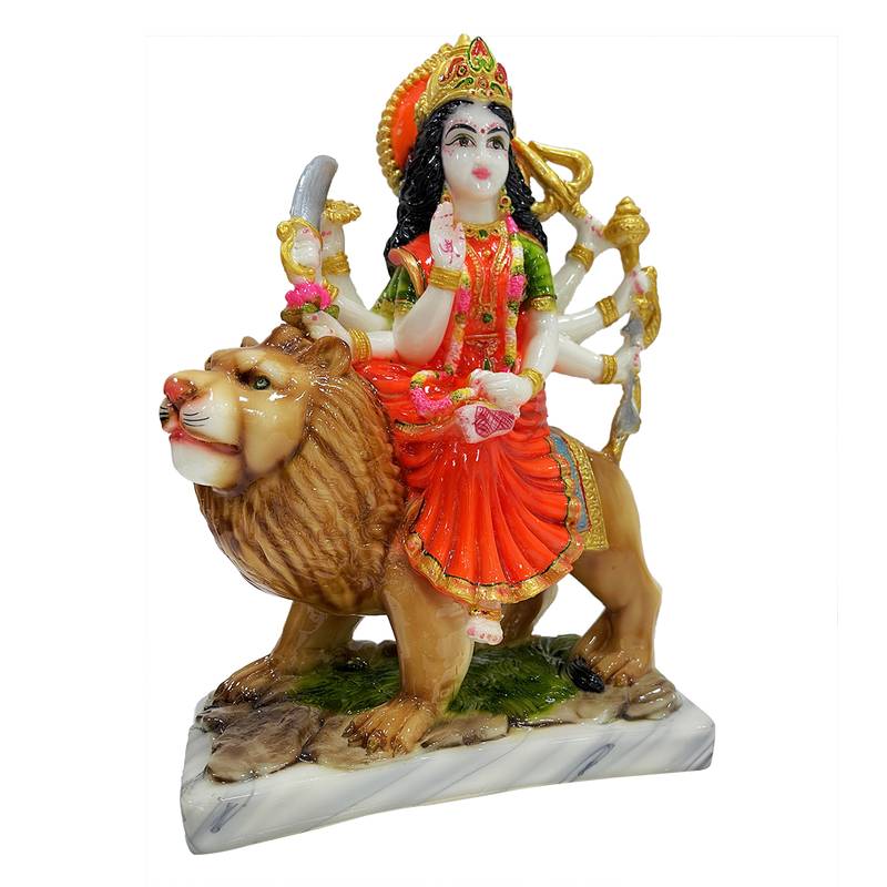 Chaque Decor  Sherawali Mata Handpainted Idol For Success & Gifts/Pooja Room/Home Decoration