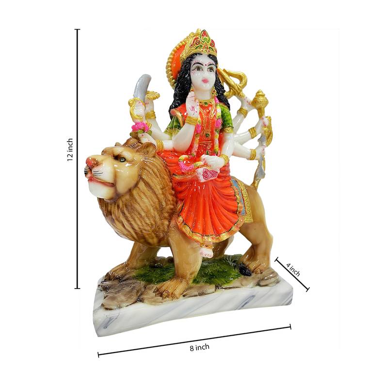 Chaque Decor  Sherawali Mata Handpainted Idol For Success & Gifts/Pooja Room/Home Decoration