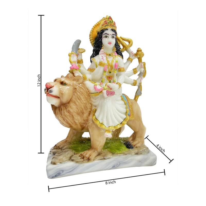 Chaque Decor  Sherawali Mata Handpainted Idol For Success & Gifts/Pooja Room/Home Decoration