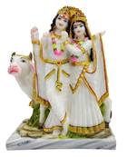 Chaque Decor  Radha Krishna With Nandi Handpainted Idol For Success & Gifts/Pooja Room/Home Decoration