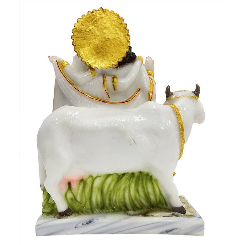 Chaque Decor  Radha Krishna With Nandi Handpainted Idol For Success & Gifts/Pooja Room/Home Decoration