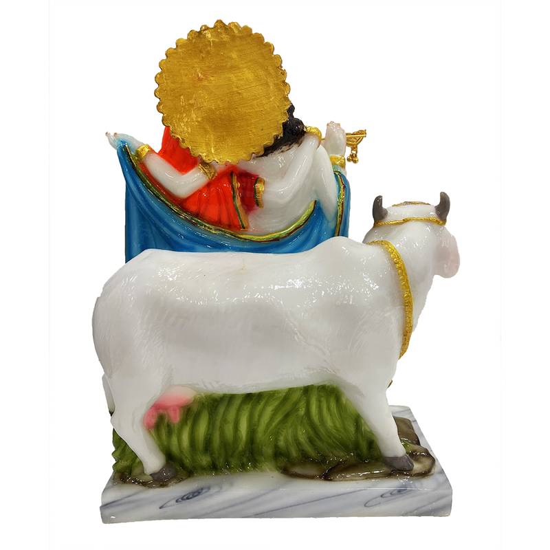 Chaque Decor  Radha Krishna With Nandi Handpainted Idol For Success & Gifts/Pooja Room/Home Decoration