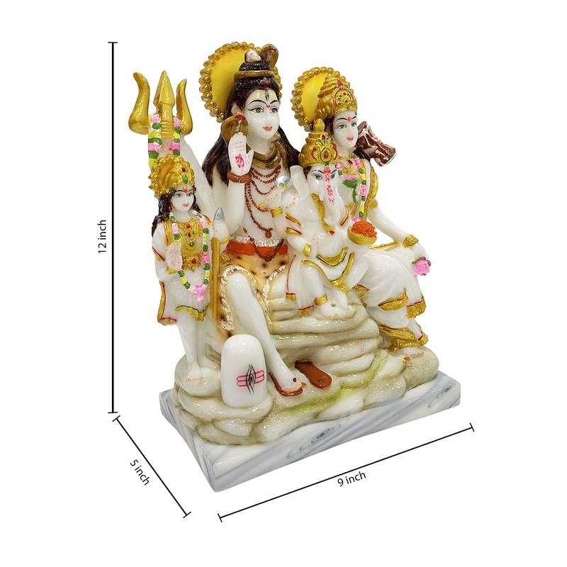 Chaque Decor  Shiv Parivar Handpainted Idol For Success & Gifts/Pooja Room/Home Decoration