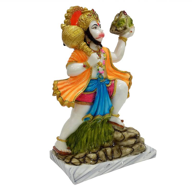 Chaque Decor  Parvat Hanuman Handpainted Idol For Success & Gifts/Pooja Room/Home Decoration