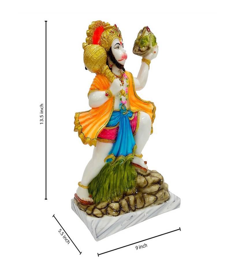 Chaque Decor  Parvat Hanuman Handpainted Idol For Success & Gifts/Pooja Room/Home Decoration