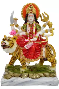 Chaque Decor  Sherawali Mata Handpainted Idol For Success & Gifts/Pooja Room/Home Decoration