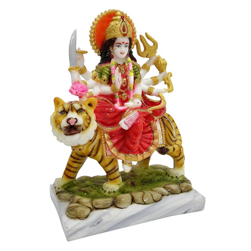 Chaque Decor  Sherawali Mata Handpainted Idol For Success & Gifts/Pooja Room/Home Decoration