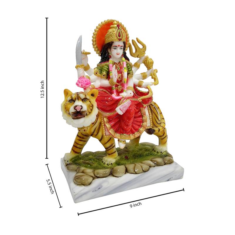 Chaque Decor  Sherawali Mata Handpainted Idol For Success & Gifts/Pooja Room/Home Decoration