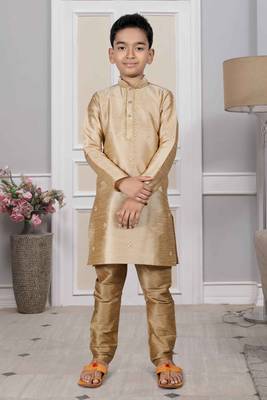 Gold embroidered art silk boys-kurta-pyjama 1