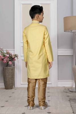 Yellow embroidered cotton boys-kurta-pyjama 5