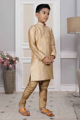 Gold embroidered art silk boys-kurta-pyjama 3
